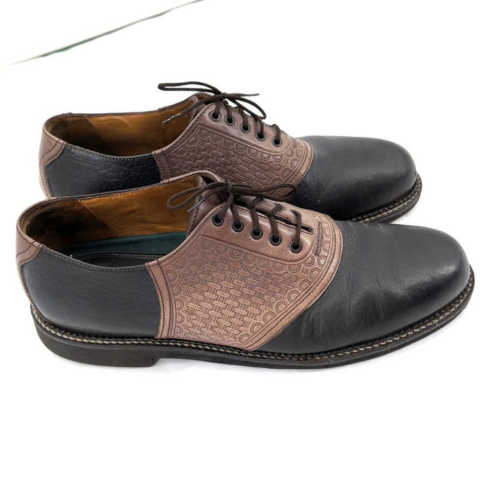 H.S. Trask Leather Saddle Shoes Black Brown Lace Up Oxfords‎ Size 11